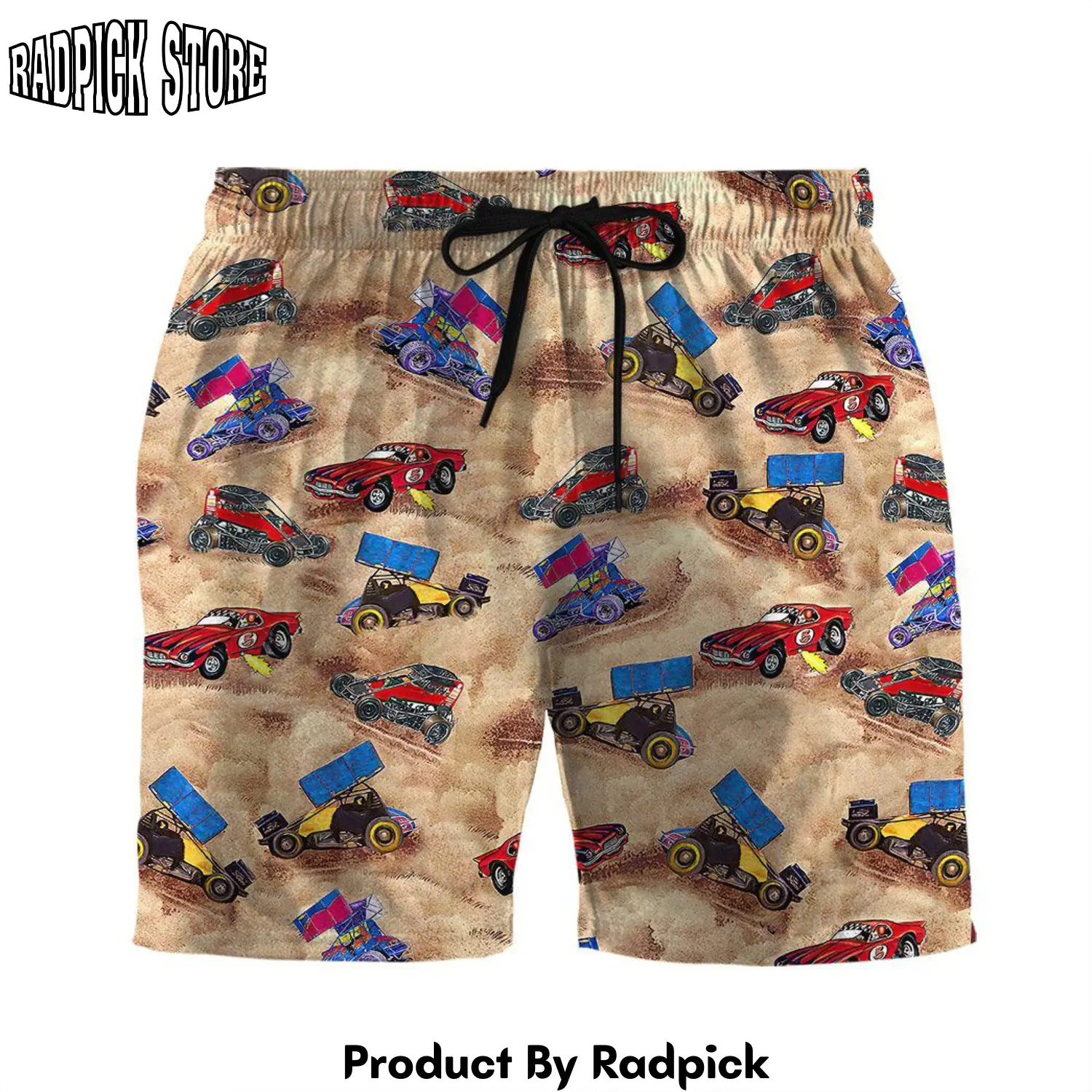 Radpick 3d dirt track racing hawaii custom beach shorts swim trunks rp631575